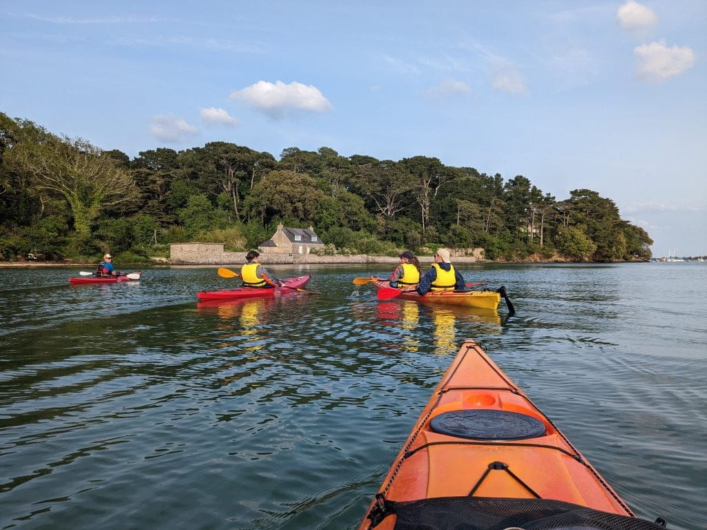 Sea kayaking tour at Pen er Men in the Gulf of Morbihan.