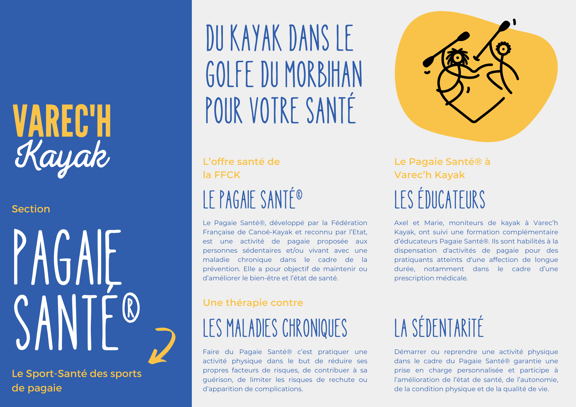 Flyer recto présentation section pagaie santé Varec'h Kayak.