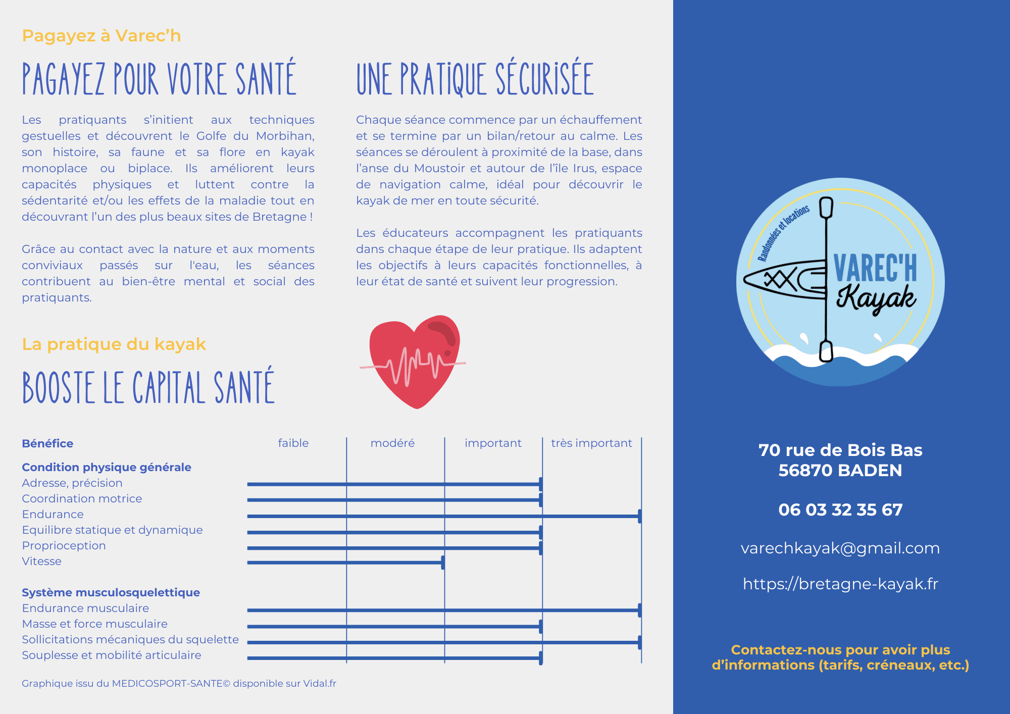 Flyer verso présentation section pagaie santé Varec'h Kayak