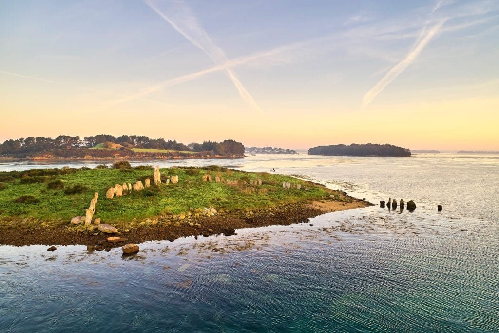 Aerial photo of Er Lannic in the Gulf of Morbihan.